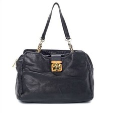 Chloe Elsie Women's Black Calfskin Leather Double Handle Zipper Shoulder Bag picture
