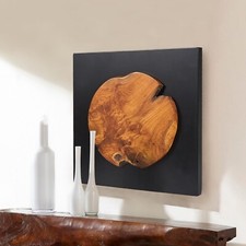 Rustic Teak Wood Wall Decor 17''x 17'' Farmhouse Live Edge Wall Art Decor Gifts picture
