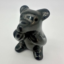 JULIA MARTINEZ Santa Clara Pueblo Blackware Bear Figurine Signed 3.5