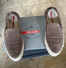 PRADA Milano Men’s Brown Suede Slip-On Casual Shoes Rubber Sole US 8 picture