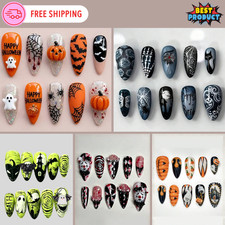 10pcs Halloween Press On Nails For Women & Girls 3D Nail Extenders Haloween Gift picture