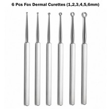 6 Pcs Fox Dermal Curettes 1-6mm Stainless Steel Surgical instrument German Grade picture