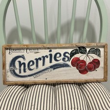 Vintage Baker's Choice Cherries Hand Painted Wooden Sign 16x6 Patricia Little picture