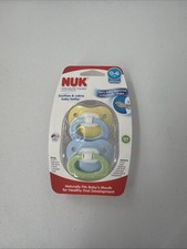 NUK Pacifiers 0-6 Mo. Silicone Set of 2 BPA Free Orthodontic 1 Pack Blue Green picture