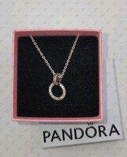 Authentic Pandora Double Circle Pendant & Necklace Sterling Silver w/ Box Z12 picture