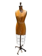 JR BAUMAN Model DRESS FORM Mannequin Industrial Cage Cast Iron Base Vtg Antique picture