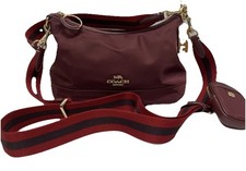 COACH  CA205 Ellis Women Maroon Nylon W/Change Pouch Shoulder Handbag Purse picture