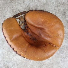 VTG Rawlings Catchers Mitt Baseball Glove Hank Foyles Brown Leather RHT picture