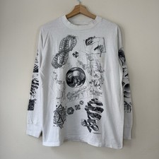 Vintage 90’s MC Escher AOP Art Long Sleeve Single Stitch White Tee Shirt Medium picture