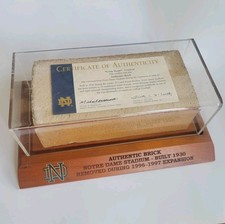 Notre Dame Knute Rockne Era 1930 Brick - 1997 Stadium RENOVATION-DISPLAY & COA picture