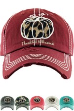 KBETHOS Women's Thankful and Blessed Pumpkin Vintage Distressed Baseball Cap Hat picture