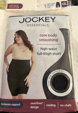 Jockey Essentials women's size XXL 2x Black high waist full thigh Shorts NWT picture