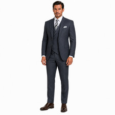 Charcoal Vinci Men Regular Fit Glen Plaid 2 Button 3 Piece Suit, Size 38 to 56 picture