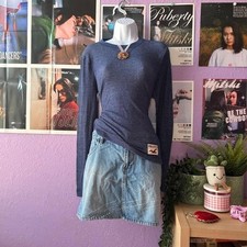 Hollister Navy Blue Waffle Knit Thermal Long Sleeve Top Size Small picture