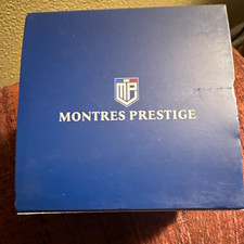 Montres Prestige Men’s Chronograph Quartz Watch Blue Bezel Black/Blue Dial Box picture
