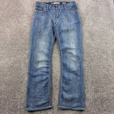 BKE Buckle Jeans Mens 34L Blue Fulton Bootleg Western White Stitching Whiskers picture