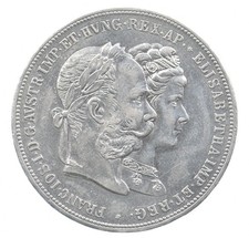 1879 Austria 2 Florin Medal 25th Wedding Anniversary *0031 picture