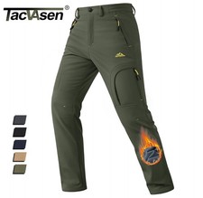 Men's Fleece Lined Winter Pants Waterproof Multiple Pockets Outdoor Warm Pants picture
