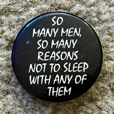 Vintage 70s Black Pinback Button 