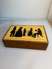 Vintage 1950s Mottahedeh Cary Family Silhouette Wood Box August Edouart Italy picture