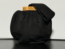 VTG 1940s Cabra Antilopada Black Suede Handbag Argentina Geometric Frame EUC  picture