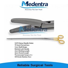 VATS Heavy Needle Holder TC Inserts Curved Jaws Ratchet 34cm Thoracoscopic Tools picture