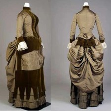 Historical 1885s-1889s Victorian Civil War Fashion Bustle Ball Gown Costume picture