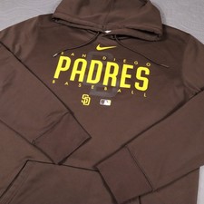 Nike San Diego Padres Hoodie Mens Large Brown MLB Baseball Therma Fit Fleece picture