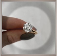 4Ct Round Cut VS1 Lab Grown Diamond Solitaire Engagement Ring 14K Yellow Gold picture
