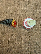 Vintage Indian Motorcycle Chief Head Enamel Lapel Pins Lot of 2 Biker picture