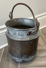 Antique French Hammered Copper Bucket Cauldron Snake Head Handle 19th C. Iron picture