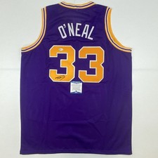 Autographed/Signed Shaquille Shaq O'Neal LSU Purple Jersey Beckett BAS COA picture