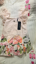 Dolce & Gabbana Girls 3-Pc Pink Floral Dress Bloomer Headband Set 18-24 month picture