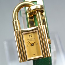 Vintage [Exc+5] Hermes Kelly Watch Gold Dial Green Women's Quartz From JP #158 picture