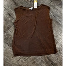 NWT Coldwater Creek Sleeveless Travel Knit Top Brown S Made in USA picture