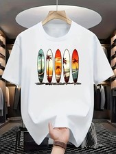 Oversized Graphic T-Shirt in  Retro Surf Style with Tropical S  Sizes S-5XL picture