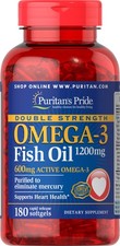 Puritan's Pride Double Strength Omega-3 Fish Oil 1200 mg - 180 Softgels picture