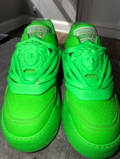Versace Men’s Odissea Medusa Low Top Lace-Up Athletic Sneakers Green Leather picture