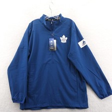Toronto Maple Windbreaker Jacket Mens Medium Blue Adidas 1/2 Zip NHL Hockey New picture