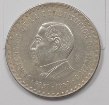 Mexico 1957-Mo 10 Pesos Silver Benito Juarez P490493 combine shipping picture
