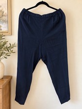 COS Navy Blue Stretch Crepe Jogger Pants Size 10 Pull On Tapered Ankle Trousers picture