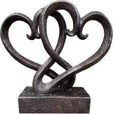 Top Brass Entwined Hearts Tabletop Decor, Two Hearts Love Unity Sculpture – Cast picture
