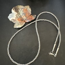 Southwestern 3mm Sterling Silver Pearls 24” Lobster Eye Cone Necklace 90324 picture