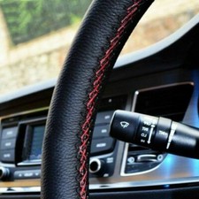 UK Luxury Cowhide Leather Car Truck Steering Wheel Cover + Thread + Needles Hot picture