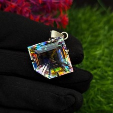 50.70 Ct+ Natural Mystic Topaz Fancy Cut 925 Solid Silver Pendant Gemstone picture
