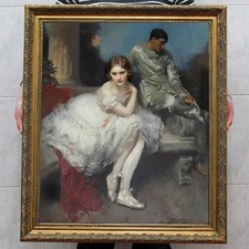 Hand Painted Classical Oil Painting Ballerina and Man Art Canvas Vintage Style picture
