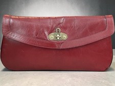 VTG 60s Etienne Aigner Handmade Oxblood Red Leather Kisslock Clutch Purse Bag picture