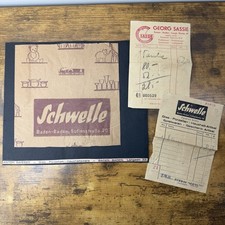 Vintage 1953 Baden-Baden Germany Ephemera Lot Mid-Century Shop Receipts & Bag picture