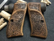 CZ 75 Compact, CZ P-01, CZ 75 D Compact Walnut Wood Grips. Handmade. Floral.  picture