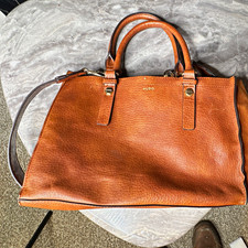 ALDO Brown Pebbled Satchel Top Handle Zip Animal Print Strap Tassel Charm picture